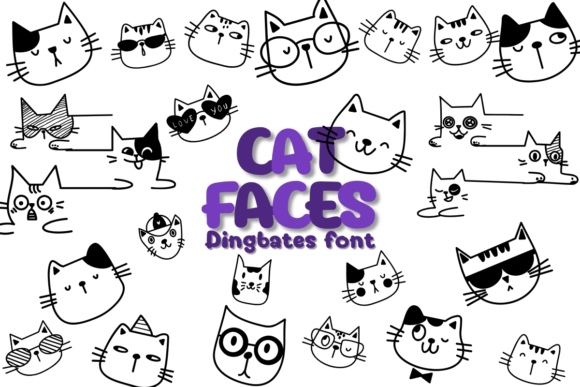 Cat Faces: A Playful Sketch-Style Dingbats Font for Creative Expression